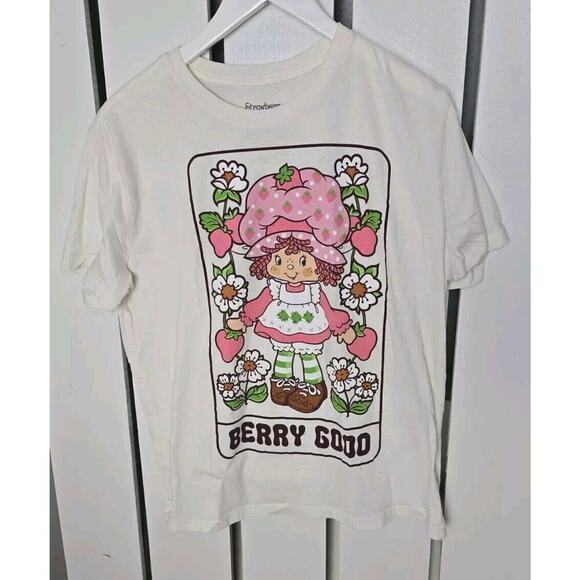 Strawberry Shortcake Berry Good Cream Tshirt Adult L Flowers Strawberries - Picture 1 of 5
